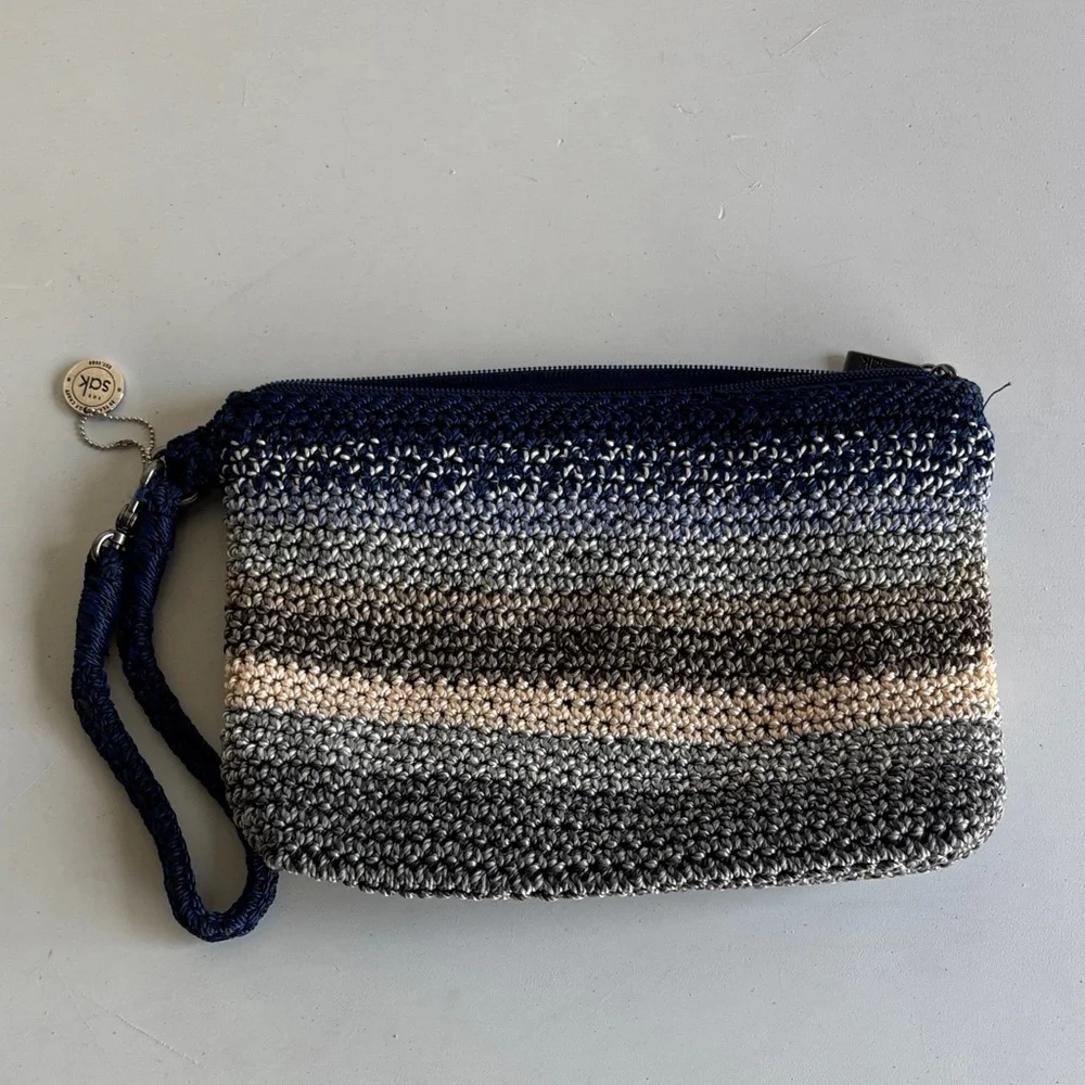 The Sak crochet bag tote and wristlet Combo set